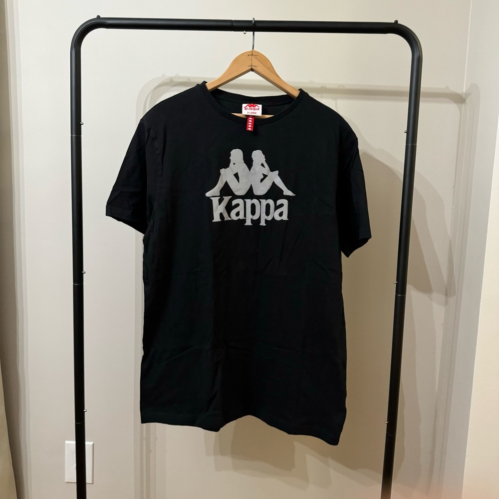 X LARGE BLACK KAPPA REFLECTIVE LOGO SHIRT